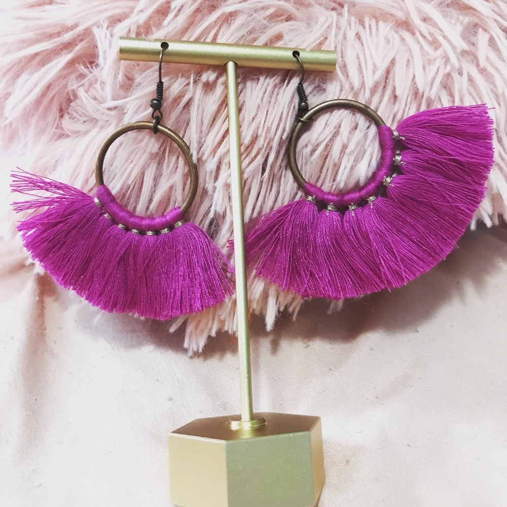 Pink tassel earrings!